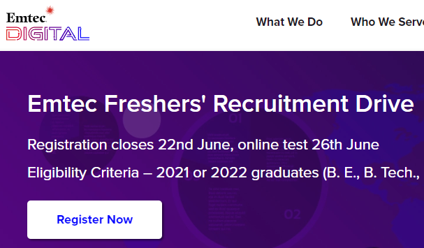 Emtec Digital Freshers Off Campus Recruitment Drive 2022, 2021 | Salary-Rs 4.5 LPA