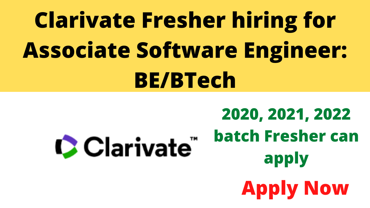 Clarivate Fresher hiring for Associate Software Engineer