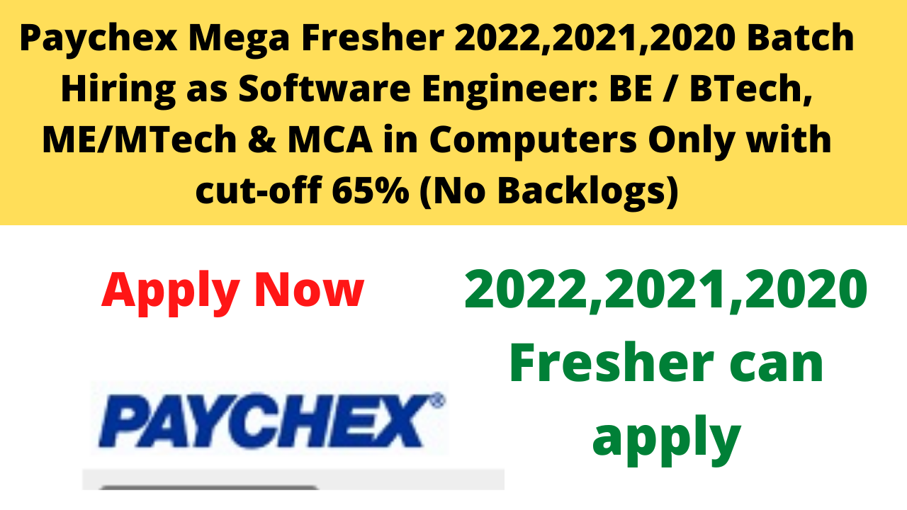 Paychex Mega Fresher Hiring