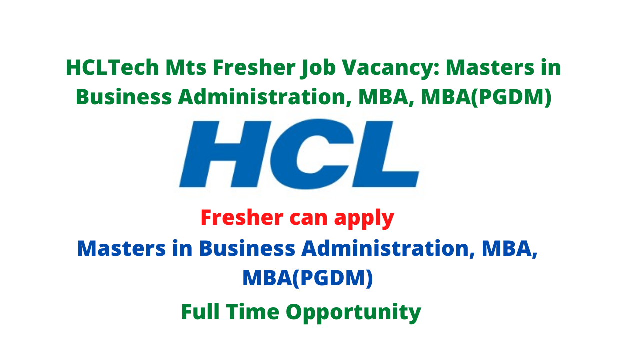 HCLTech Mts Fresher Job Vacancy
