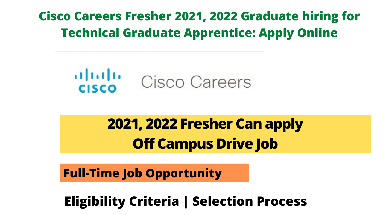 Cisco Careers Fresher 2021, 2022 Graduate hiring for Technical Graduate Apprentice: Apply Online